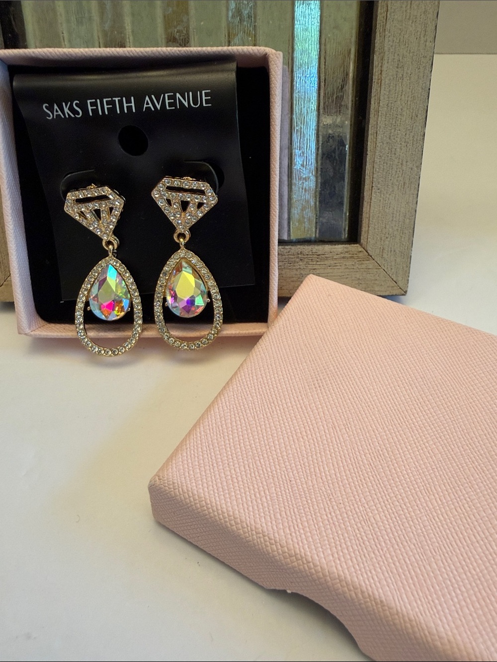 Saks Fifth Avenue Gold-Tone 2”Aurora Crystal Teardrop Dangle Earrings